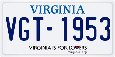 VA license plate VGT1953
