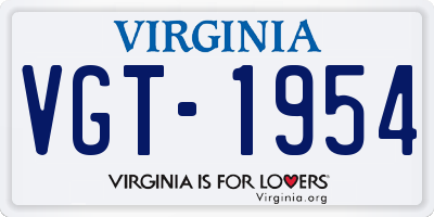 VA license plate VGT1954