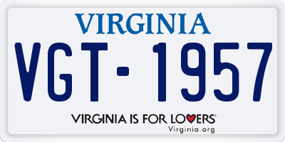 VA license plate VGT1957