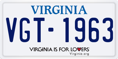 VA license plate VGT1963