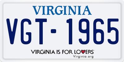 VA license plate VGT1965