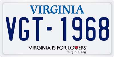 VA license plate VGT1968