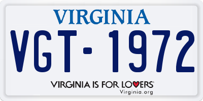 VA license plate VGT1972