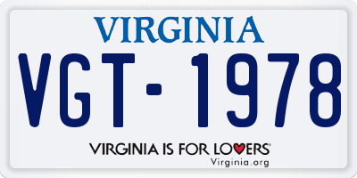 VA license plate VGT1978