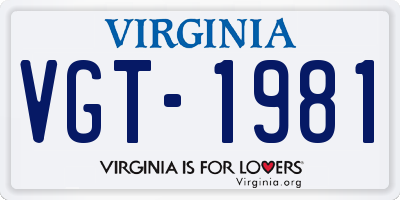 VA license plate VGT1981