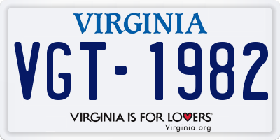 VA license plate VGT1982