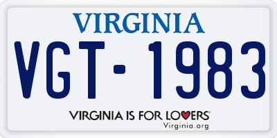 VA license plate VGT1983