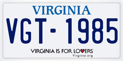 VA license plate VGT1985