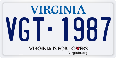 VA license plate VGT1987