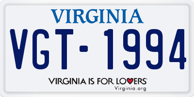 VA license plate VGT1994
