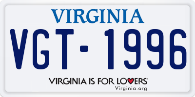 VA license plate VGT1996
