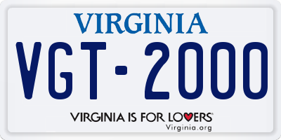 VA license plate VGT2000