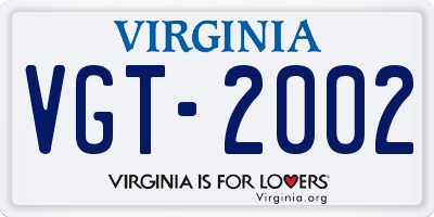 VA license plate VGT2002