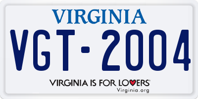 VA license plate VGT2004