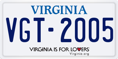 VA license plate VGT2005