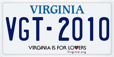 VA license plate VGT2010