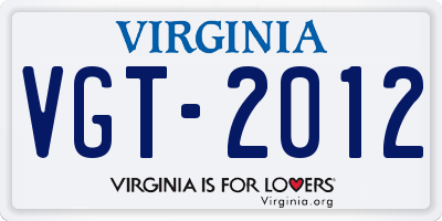VA license plate VGT2012