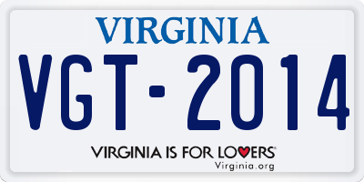 VA license plate VGT2014