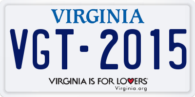 VA license plate VGT2015