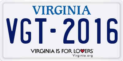 VA license plate VGT2016