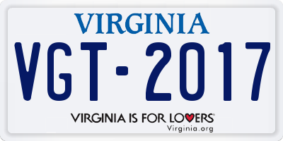 VA license plate VGT2017