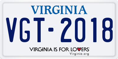 VA license plate VGT2018