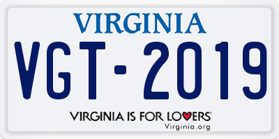 VA license plate VGT2019