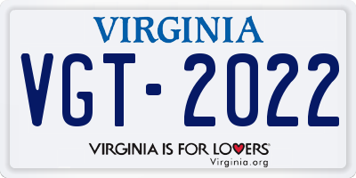 VA license plate VGT2022