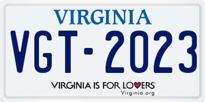 VA license plate VGT2023