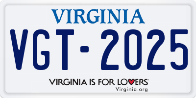 VA license plate VGT2025