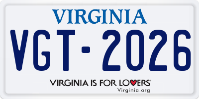 VA license plate VGT2026