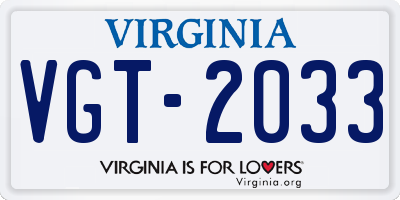 VA license plate VGT2033