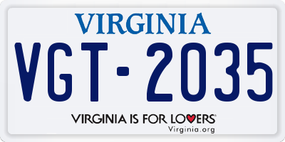 VA license plate VGT2035