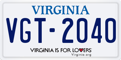 VA license plate VGT2040