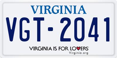 VA license plate VGT2041