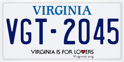 VA license plate VGT2045