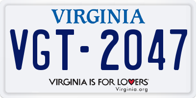 VA license plate VGT2047