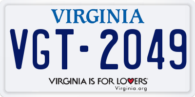 VA license plate VGT2049