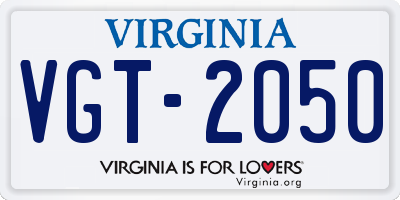 VA license plate VGT2050