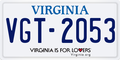 VA license plate VGT2053