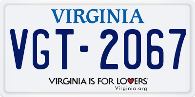 VA license plate VGT2067