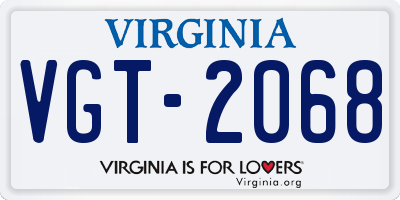 VA license plate VGT2068