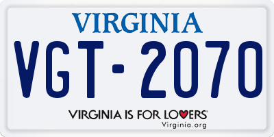 VA license plate VGT2070