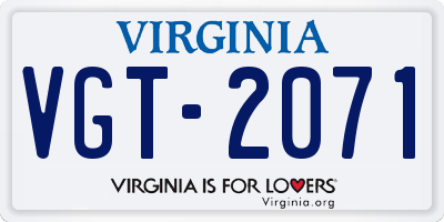 VA license plate VGT2071
