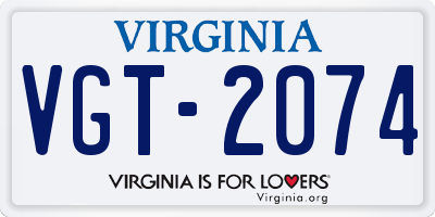 VA license plate VGT2074