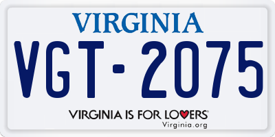 VA license plate VGT2075