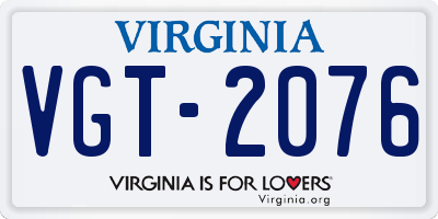 VA license plate VGT2076
