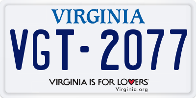 VA license plate VGT2077