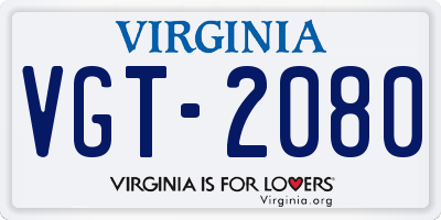 VA license plate VGT2080