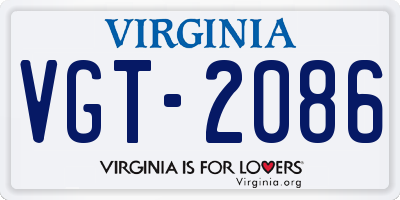 VA license plate VGT2086